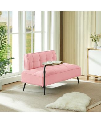 54" Velvet Upholstered Loveseat - 2-Seater Sofa with Rotating Side Table and Memory Foam for Living Room and Bedroom