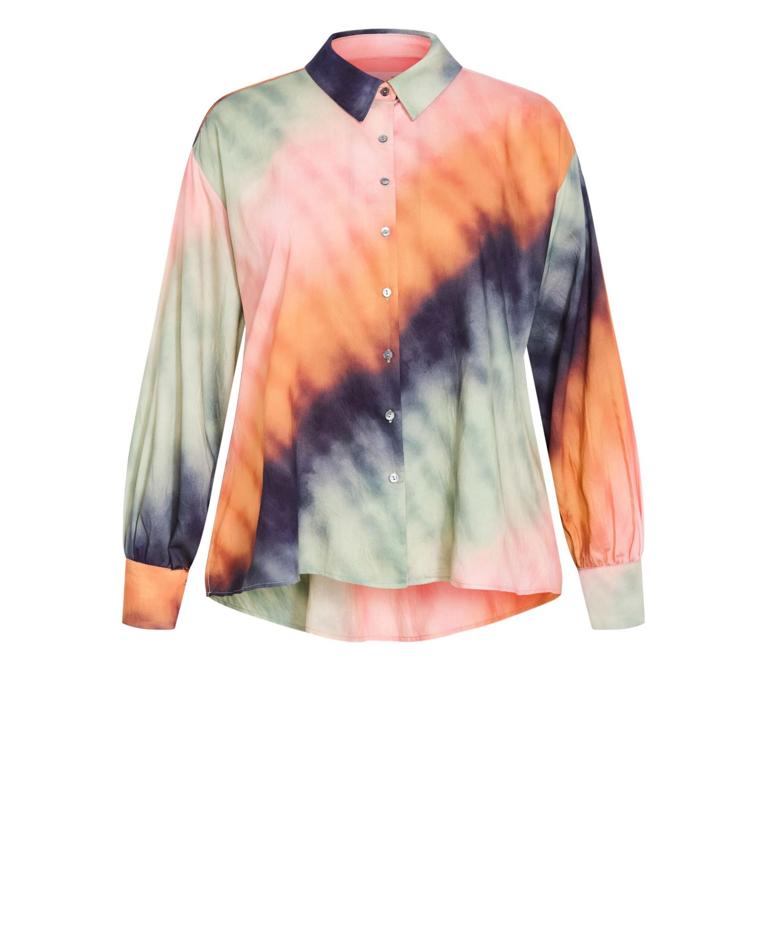 Plus Size Sunset Ombre Print Shirt