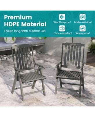 Foldable All Weather HDPE Patio Dining Chair with Armrests