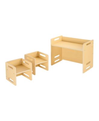 Montessori Weaning Table and Chair Set, Adjustable Height, Wooden for Toddler
