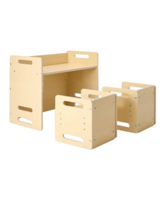 Montessori Weaning Table and Chair Set, Adjustable Height, Wooden for Toddler