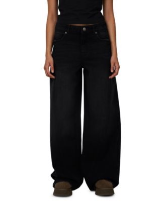 Women's Baggy Vintage Wash Seam Denim Jeans