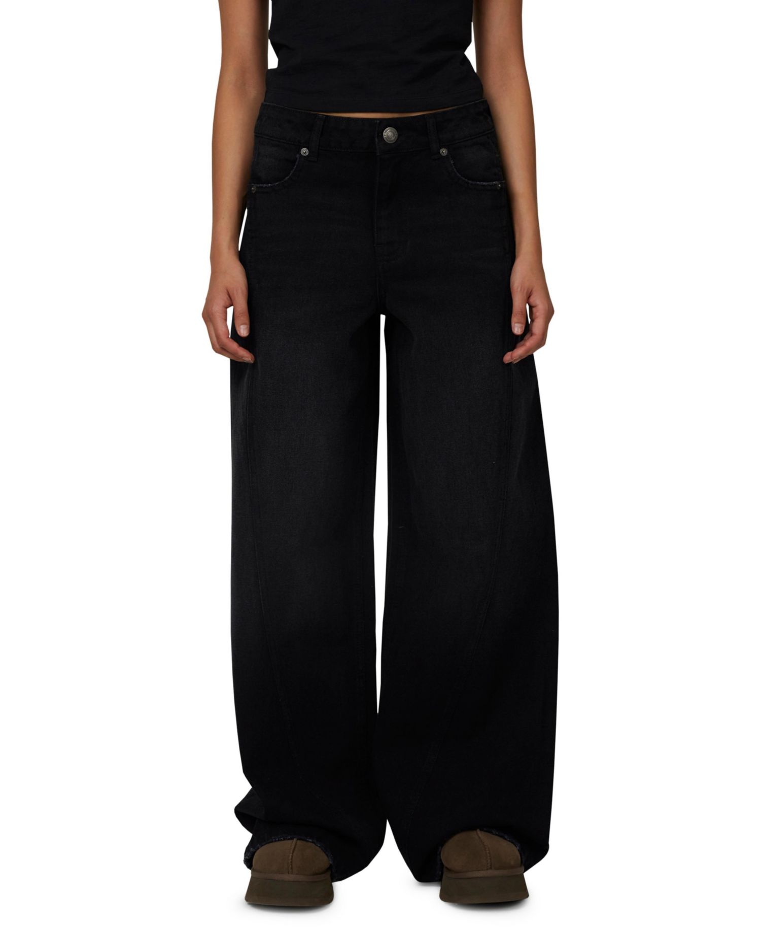 Women's Baggy Vintage Wash Seam Denim Jeans