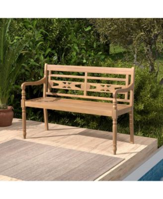 47-Inch Teak Wood Bench for Porch and Patio 2-Person