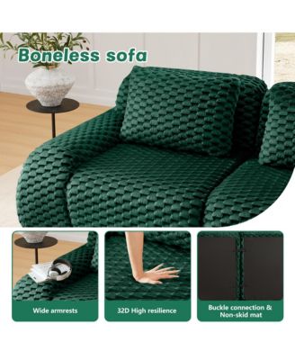 Oversized 2-Seat Modular Sectional Sofa, 82 Inch Flannelette Fabric Couch with Deep Seating for Home Living Room