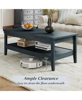 47 in Farmhouse 2-Tier Cocktail Coffee Table with Thickened Top