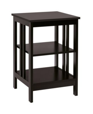 16 in 3-Tier Nightstand Side Table with Baffles and Round Corners