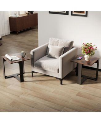 20 in Industrial Square End Table with T-Shaped Metal Base