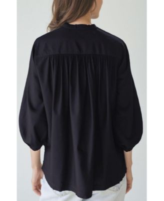 Women's Ocean+Main Cotton Poplin Peasant Top