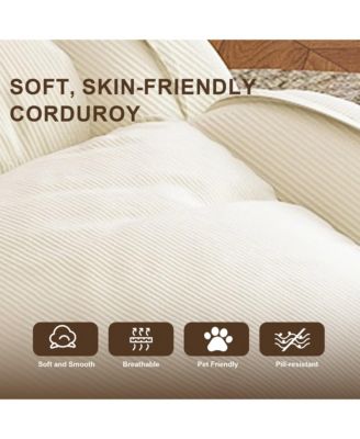 Corduroy Upholstered Folding Lazy Sleeper Sofa, 5-Level Adjustable Reclining Lounge Chair, Soft Accent Chair for Bedroom, Living Room