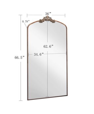36x66 Inch Vintage Ornate Arched Full Length Floor Mirror Metal Framed Dressing Mirror for Bedroom Living Room Entryway