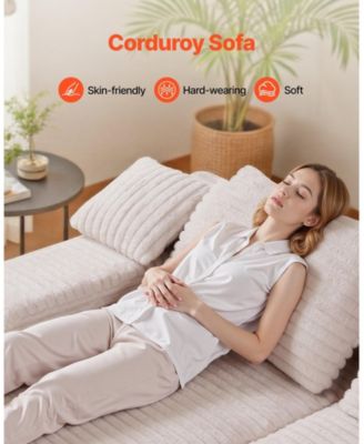 82.7-Inch Double Chaise Corduroy Sectional Sofa with Deep Seat