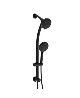 Multi Function Dual Shower Head System with 4.7 Inch Rain Showerhead 8 Function Hand Shower Adjustable Slide Bar Matte Black