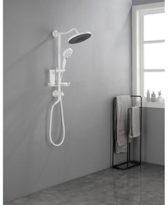 Shower System with 10 Inch Rain Showerhead 4 Function Hand Shower Adjustable Slide Bar and Soap Dish Included