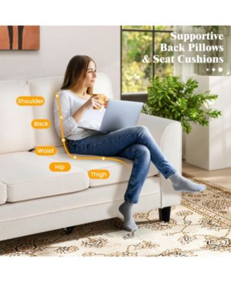 Upholstered Three Seat Sofa with Plush Back Cushions