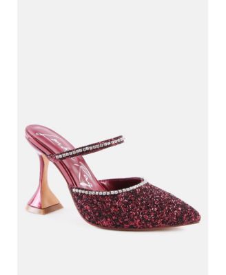 Iris Glitter Diamante Embellished Spool Heel Sandals