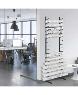 Blueprint Storage Rack, 16-Tier Hanging Poster Display, Roll File Holder
