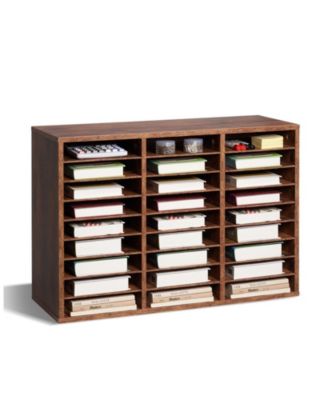 Literature Organizer, 27 Compartments, Wood Mailbox Sorter for File Storage