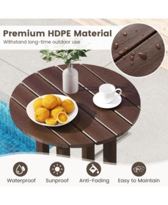 21.5 in Round HDPE Outdoor Bar Height Dining Table with Slatted Top