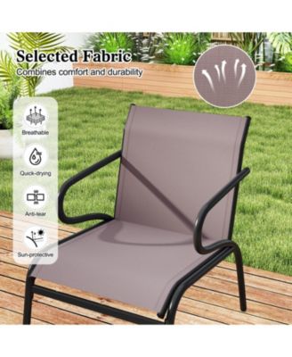 Modern Outdoor Patio Chairs Set of 2 with Breathable Fabric and Metal Frame