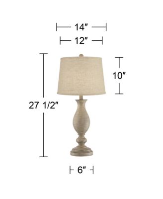 Serena Country Cottage Table Lamps Tall Set of 2 Burlap Shade for Bedroom Living Room Bedside Office Nightstand