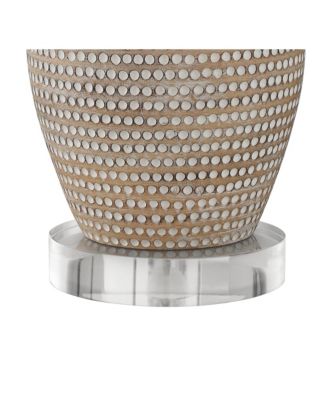 Glenn Farmhouse Table Lamps Set of 2 with Round Risers 28 1/2" Tall Dappled Sandy Oatmeal Fabric Drum Shade for Bedroom Home