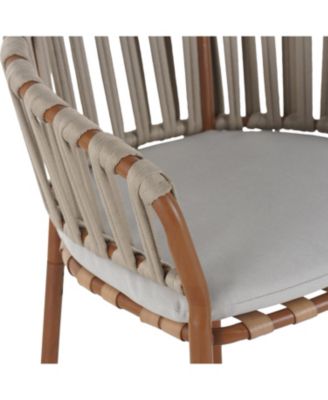 Lodi Outdoor Metal Rope Barstool with Cushion, Patio Bar Chair Set of 2