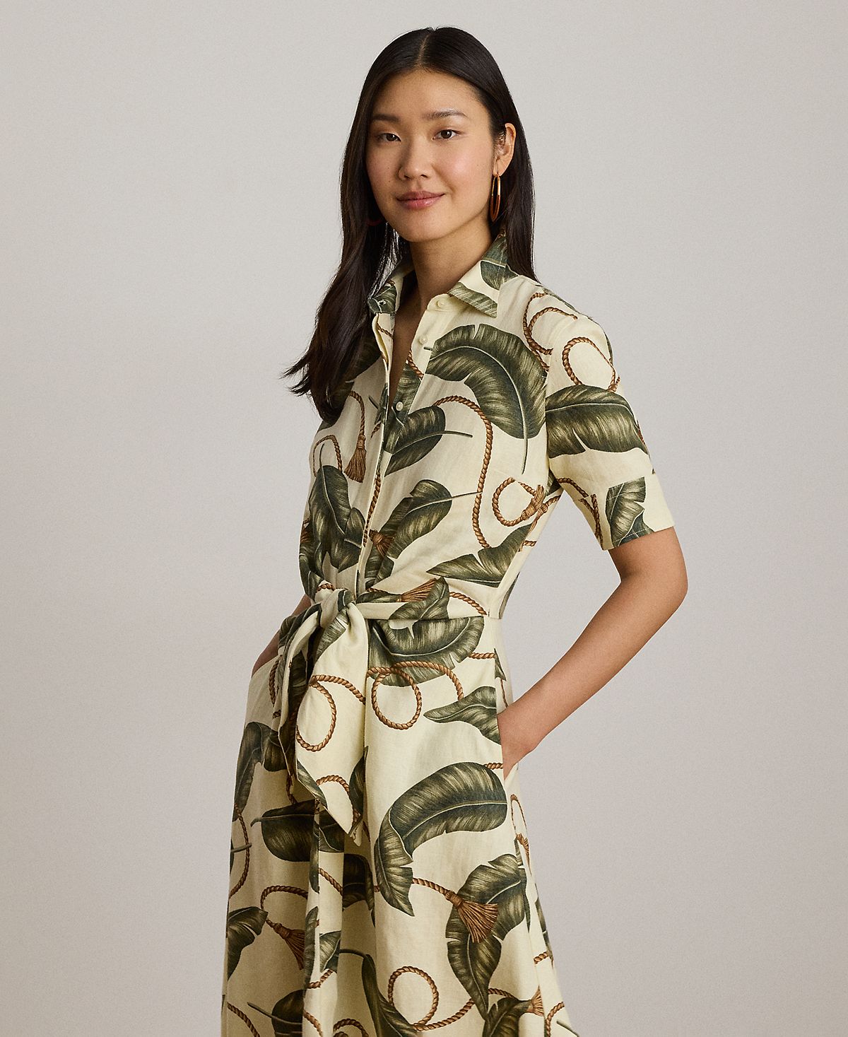 Lauren Ralph Lauren Women's Point Collar Linen Shirt Dress view 3 — MAYCSS fashion products