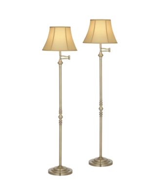Montebello Traditional Tall Standing Floor Lamps Set of 2 Lights Swing Arm Metal Antique Brass Finish
