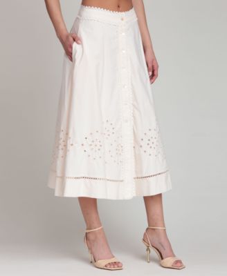 Women's Cotton Tea-Length Button-Front Skirt