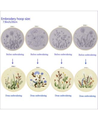 4 Sets Embroidery Kit Beginner Art Craft Sewing Pattern Hoop Manual Flower
