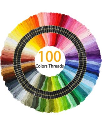 Embroidery Kit 100 Colors Threads 5 Hoops 3 Aida Cloth 40 Pins Cross Stitch Tools Starter Adults Beginners