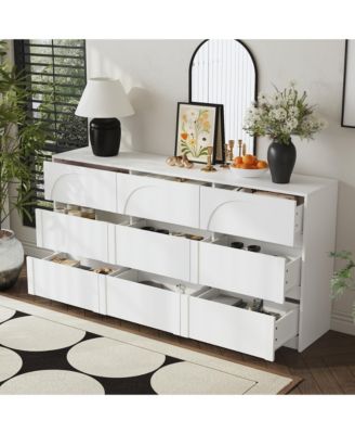 63" 9-Drawer Wooden Dresser with Elegant Design – Bedroom Storage Chest