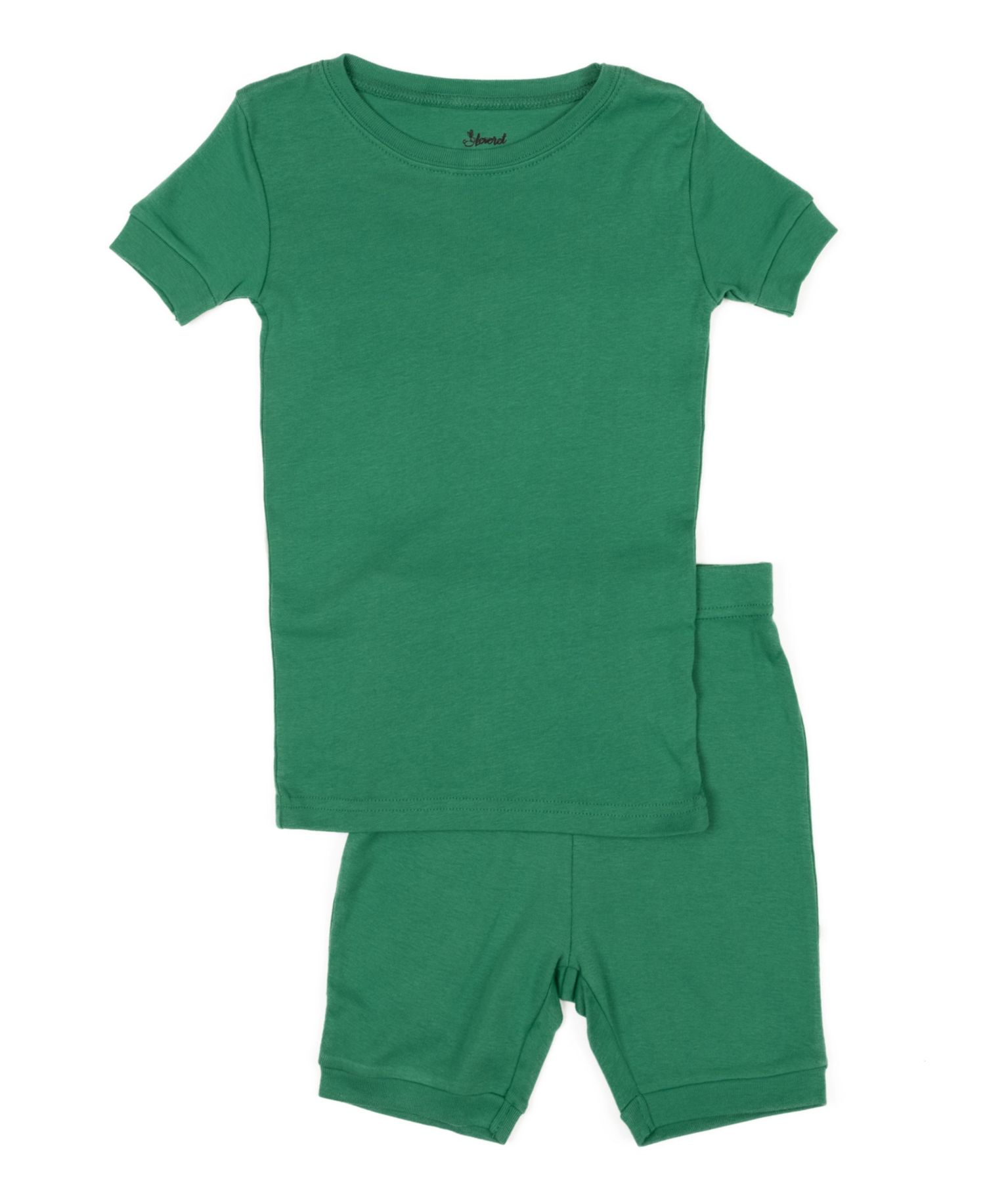 Kids Matching Family Two Piece Cotton Short Sleeve Shirt and Shorts Solid Color Pajamas 6-14