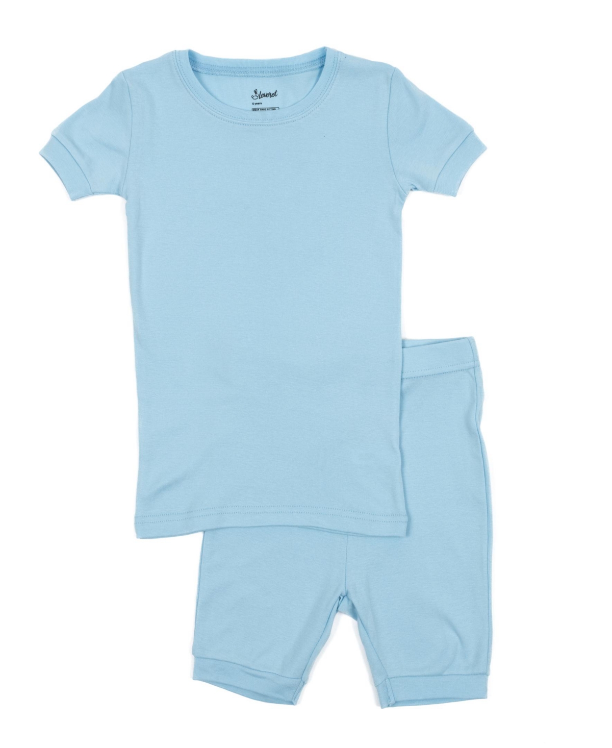 Leveret Kids Matching Family Two Piece Cotton Short Sleeve Shirt and Shorts Pajamas - Light blue