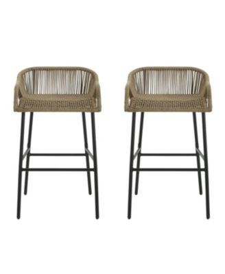 La Push Outdoor Patio Rope Bar Stool, Patio Bar Chair Set of 2