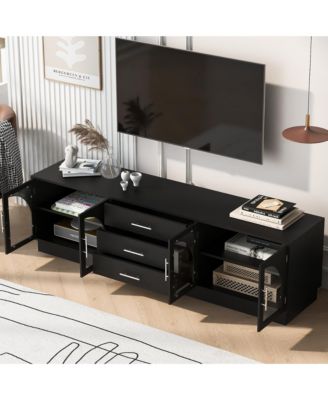 Symmetrical TV Stand for TVs Up to 75 Media Console with 3 Drawers and Adjustable Shelves for Living Room