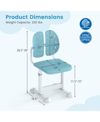5-Position Height-Adjustable Study Chair with Dual Back Support for Kids