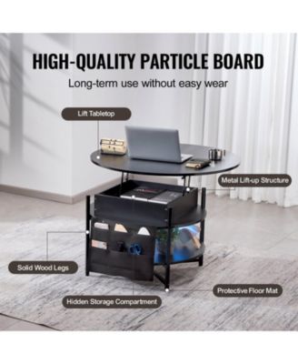 Lift Top Coffee Table, 35.3 in Round, with Extra Storage for Living Room