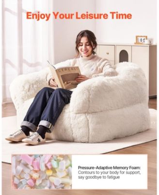 Bean Bag Chair, Plush Sofa Chair with Armrests, High-Density Foam