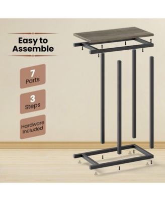 C Shaped Sofa Side Table with Heavy Duty Metal Frame