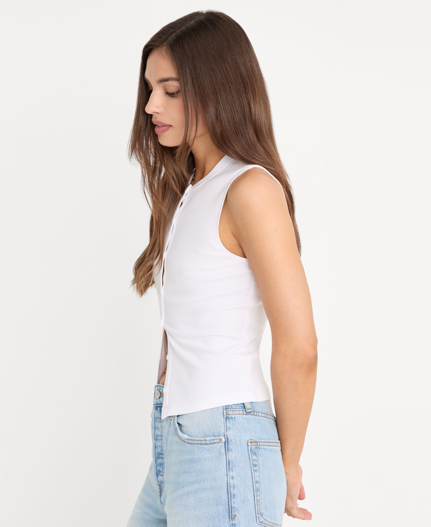 Women's Button-Front Sleeveless Top, Regular & Plus Size