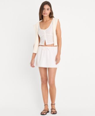 Women's Eyelet Voile Pull-On Mini Skirt