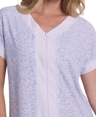 Women's Printed Short-Sleeve V-Neck Robe