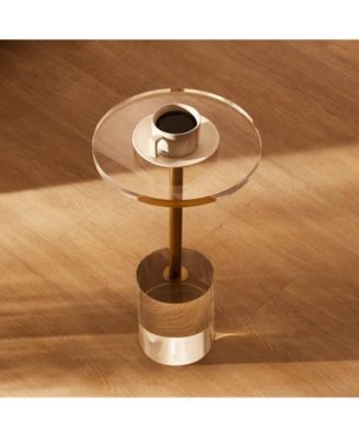 Clear Acrylic End Table, Round Side Table with Solid Base, 11.9 x 11.9 Inch