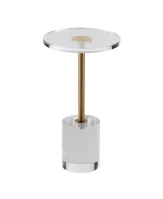 Clear Acrylic End Table, Round Side Table with Solid Base, 11.9 x 11.9 Inch