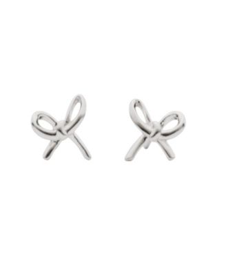 Cubic Zirconia Girlie Pearlie Mini Bow Stud Earrings (Also Available in Silver-Tone)