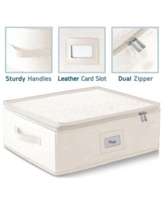 Coffee Mug Storage, Quilted and Stackable Coffee Cup Storage Organizer for Service of 12, Mug Storage Box with Dividers