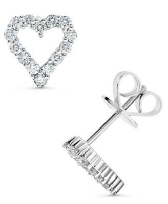 Diamond Heart Stud Earrings (1/2 ct. t.w.) in 14k White Gold