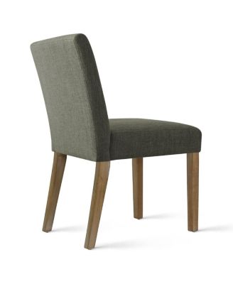 Set of 2 Linen Upholstered Dining Chairs with Solid Wood Legs